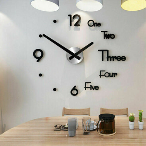 Modern Minimalist Wall Clock Fashion 3D Large Size Vogue Mirror Sticker DIY Needle Quartz Wall Clocks for Home Living Room Decor