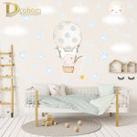 Cartoon Balloon Elephant Wall Stickers Kids Room Decoration Baby Nursery Animal Wall Decals DIY Vinyl Stars Stickers