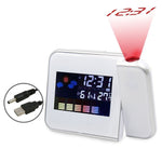 LED Digital Projection Alarm Clock With Weather Station Thermometer Date Display Digital Table Clock USB Charger Alarm Clock New