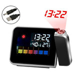 LED Digital Projection Alarm Clock With Weather Station Thermometer Date Display Digital Table Clock USB Charger Alarm Clock New