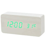 Multicolor Sound Control Wooden Wood Square LED Alarm Clock Desktop Table Digital Thermometer Wood USB/AAA Date Display