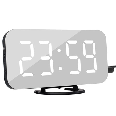 Digital led despertador snooze display tempo noite mesa de led 2 portas carregador usb para iphone android telefone alarme espelho relógio