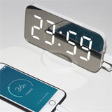 Digital led despertador snooze display tempo noite mesa de led 2 portas carregador usb para iphone android telefone alarme espelho relógio