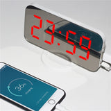 Digital led despertador snooze display tempo noite mesa de led 2 portas carregador usb para iphone android telefone alarme espelho relógio