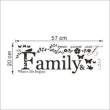 % Art Words Quote Wall Sticker Family Quotes Wall Decal Home Decoration Bedroom living room Removable Vinyl Butterfly flowers